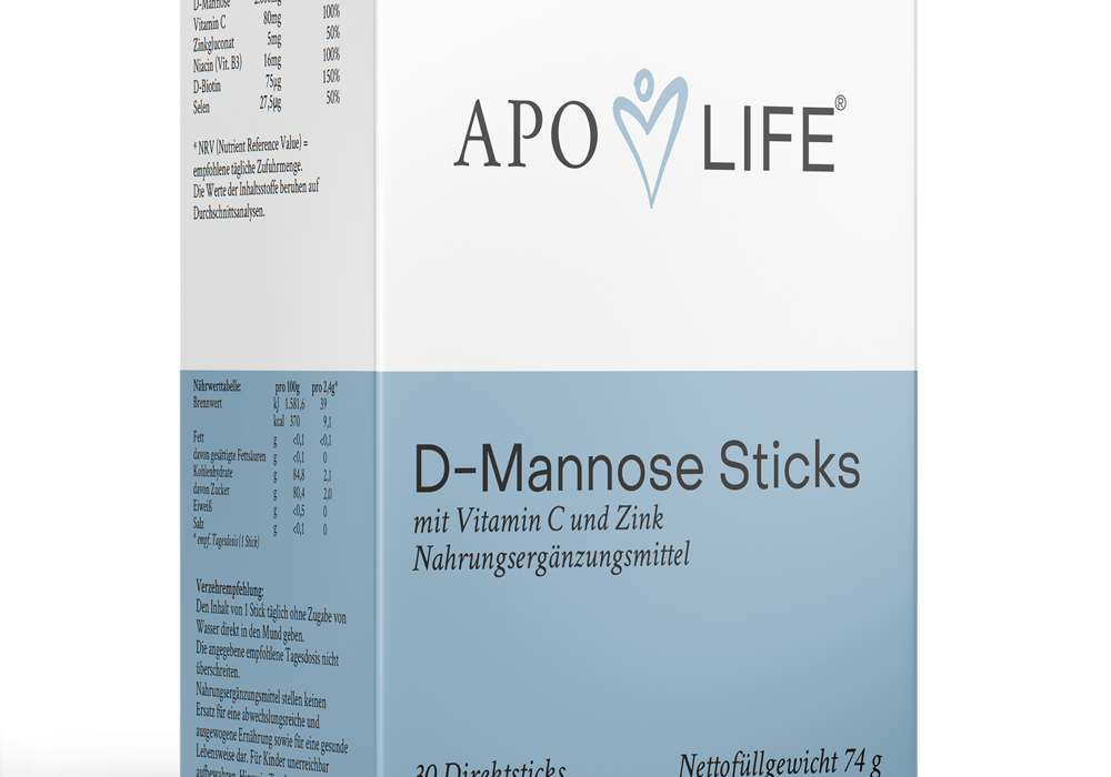 APOLIFE D-Mannose Sticks mit Vitamin C und Zink