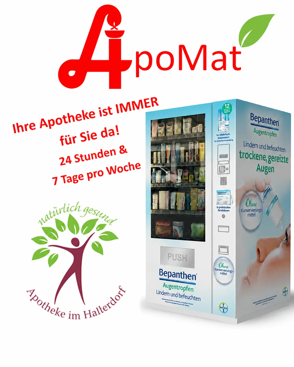 ApoMat der Apotheke im Hatlerdorf – 24 Stunden täglich und 7 Tage pro Woche verfügbar