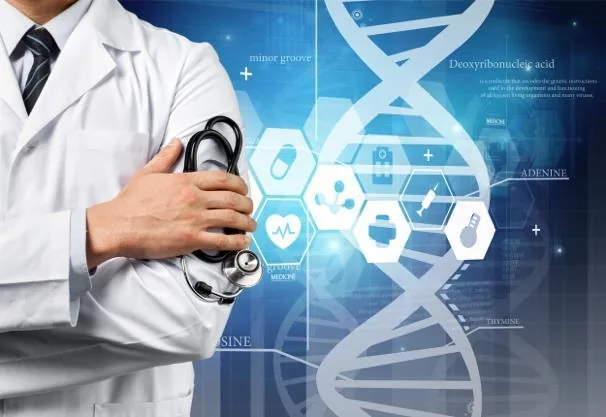 Ärztliche Darstellung von DNA und Medikamenten